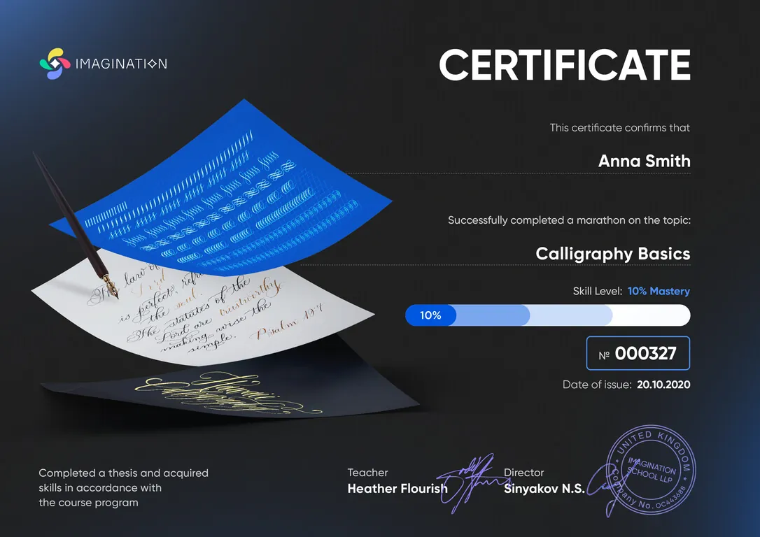 Sample Imagination School certificate